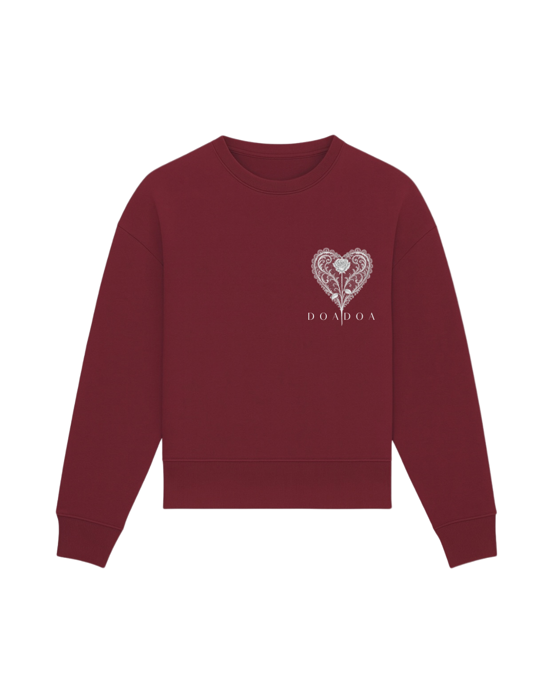 DOADOA Lace Heart Crewneck Sweater