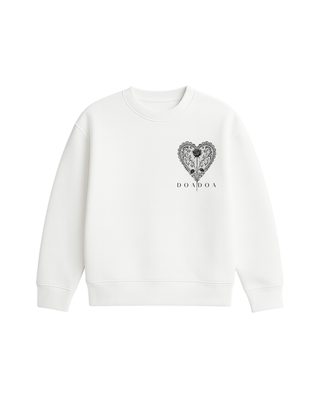 DOADOA Lace Heart Crewneck Sweater
