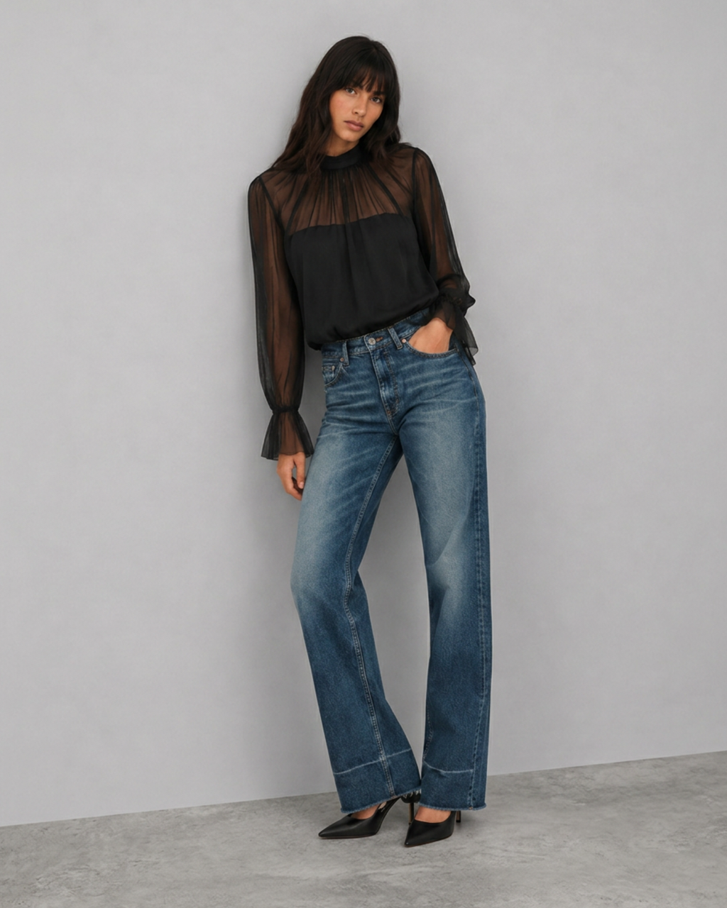 Disciplined Sheer Chiffon Top