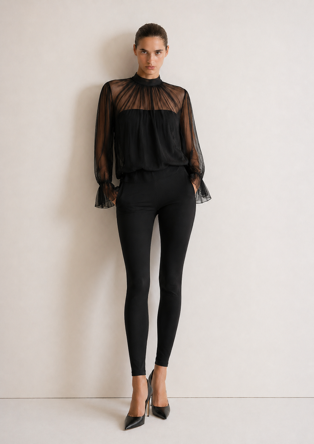 Disciplined Sheer Chiffon Top