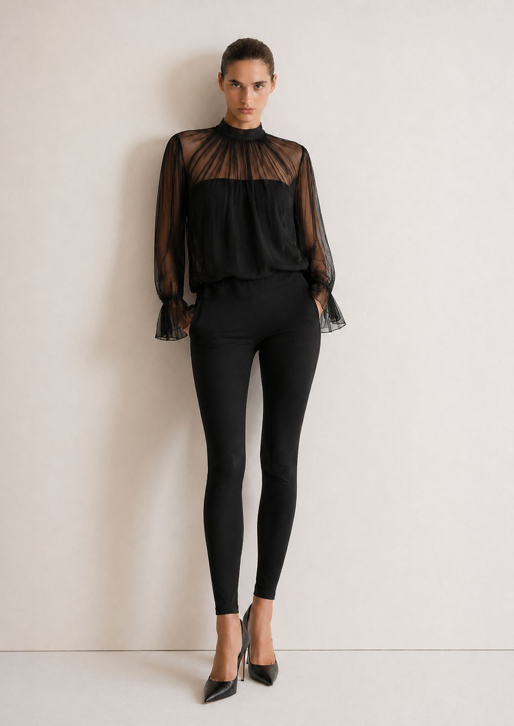Disciplined Sheer Chiffon Top