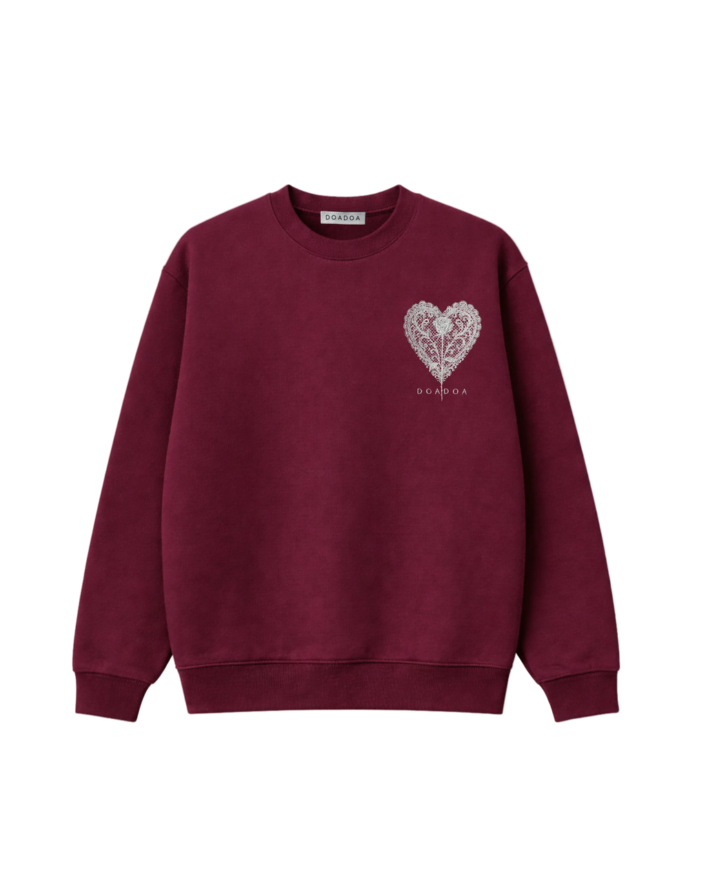 DOADOA Lace Heart Crewneck Sweater