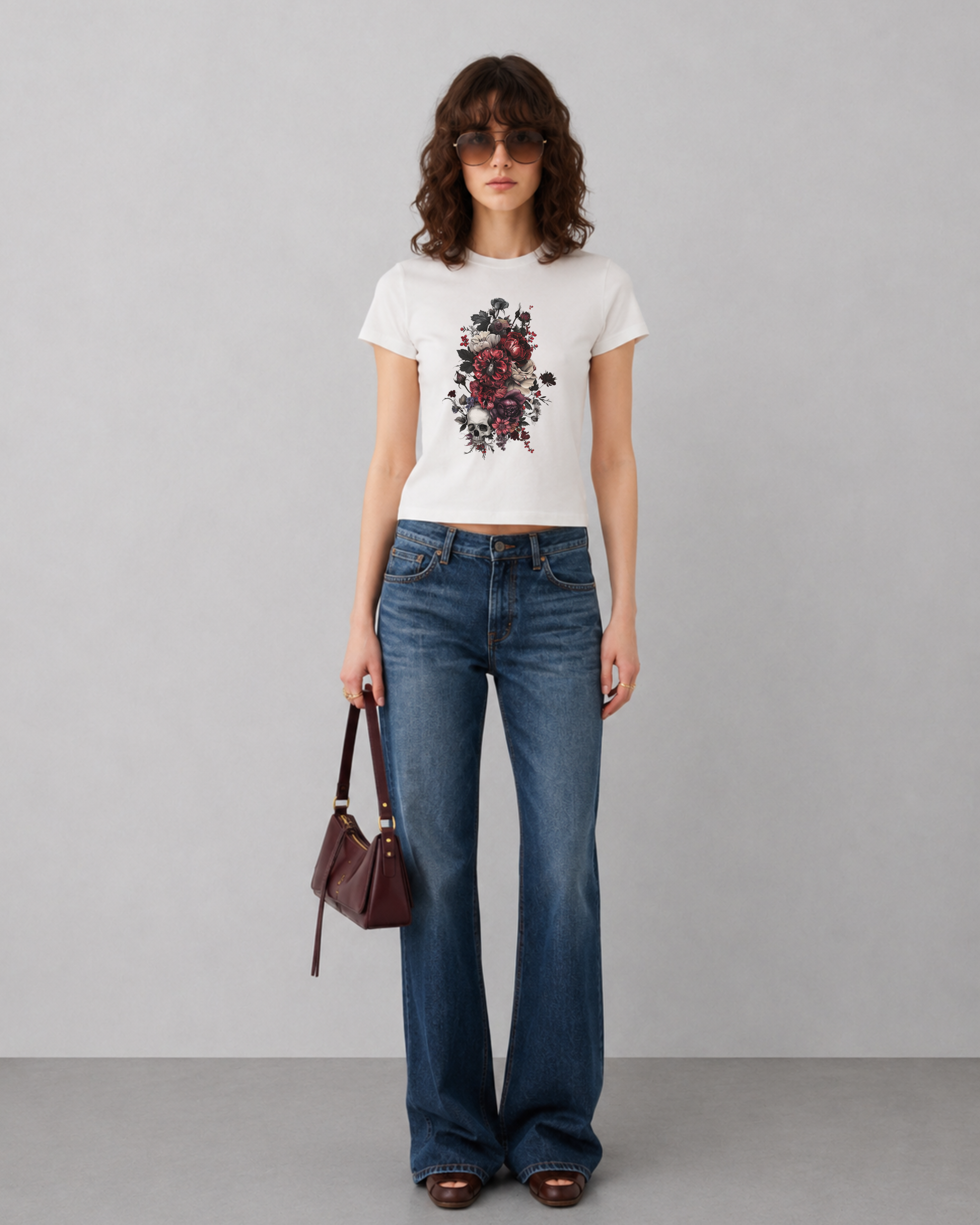 DOADOA Women Gothic Bloom Statement Tee