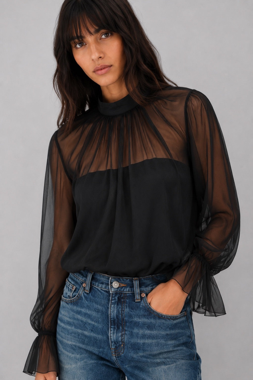 Disciplined Sheer Chiffon Top