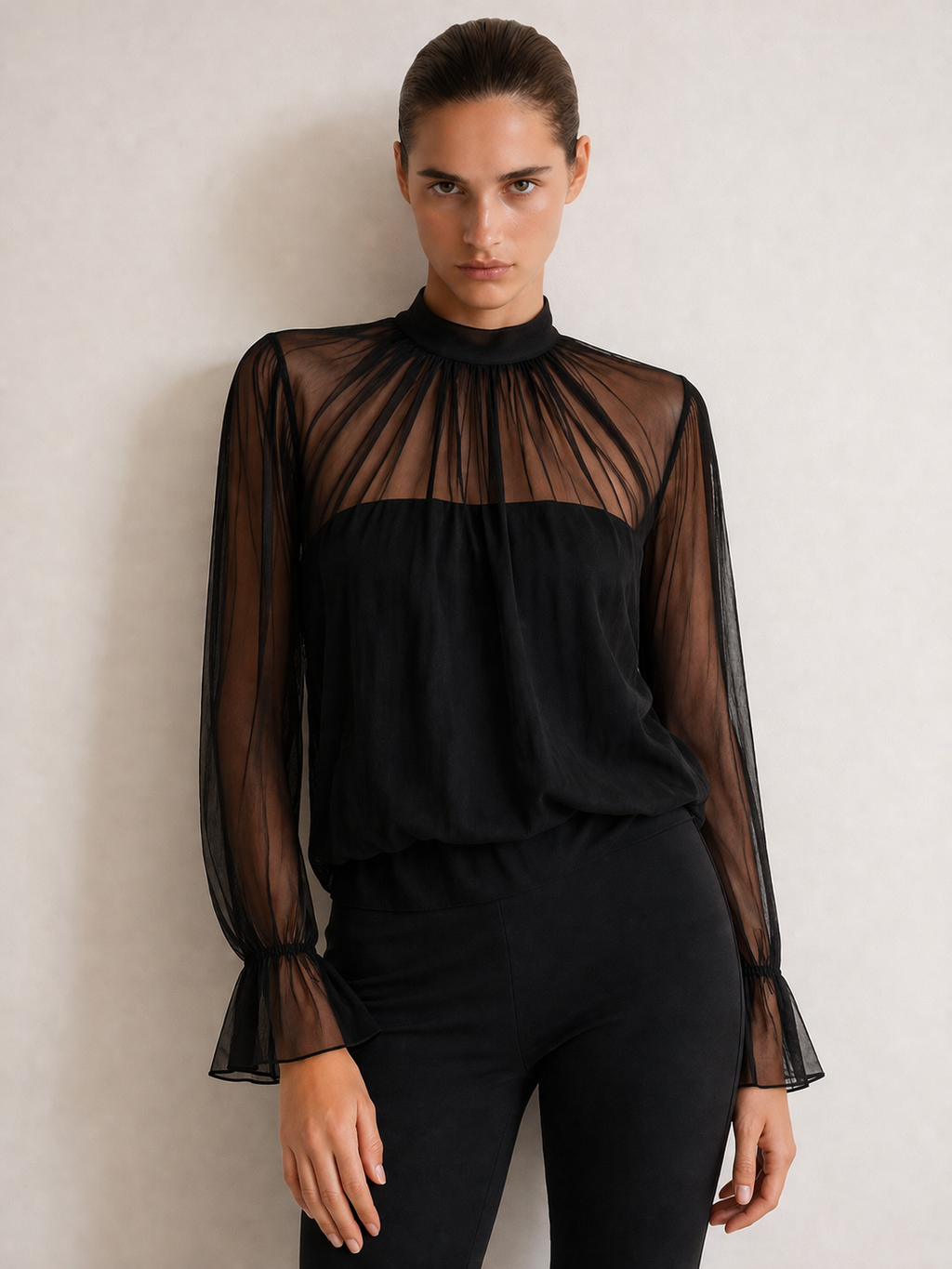 Disciplined Sheer Chiffon Top