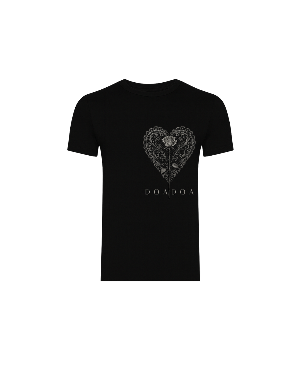 DOADOA Men Lace Heart Rose Tee