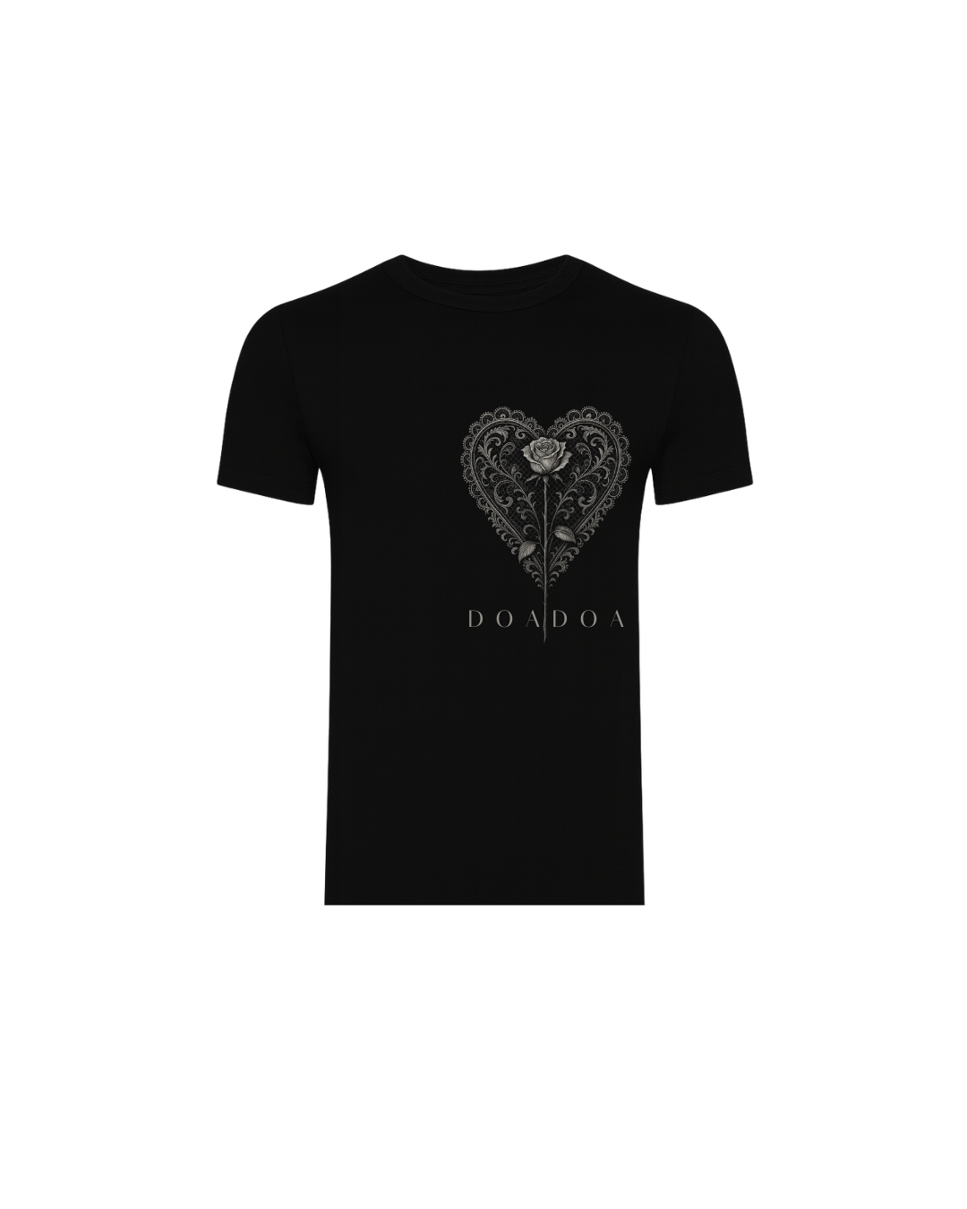 DOADOA Women Lace Heart Rose Tee